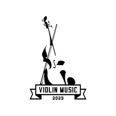 violin logo vector on white background, violin silhouette © SaljulQutub