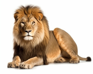 photo of lion isolated on white background. Generative AI