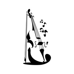 violin logo vector on white background, violin silhouette
