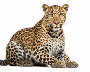 Fototapeta na wymiar photo of leopard isolated on white background. Generative AI