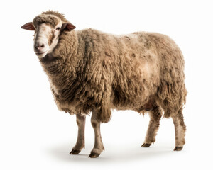 photo of Merino sheep isolated on white background. Generative AI