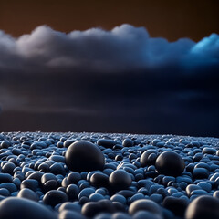Obraz premium stones on the beach - dark blue background - abstract background - Generative AI