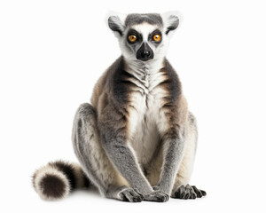 photo of lemur isolated on white background. Generative AI