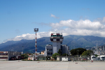 Control tower at the airport of Genoa, Italy