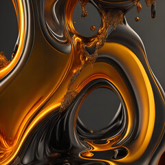 abstract background with circles - golden color and black background - abstract background - Generative AI