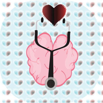 mental health awareness image showing brain icon with stethoscope