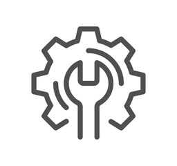 Gear related icon outline and linear symbol.	
