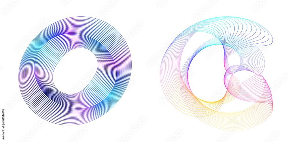 Poster set design element circle. isolated bold vector colors golden ring from. abstract glow wavy stripes 