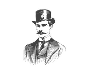 Portrait of an English gentleman with a mustache. Vector illustration desing.