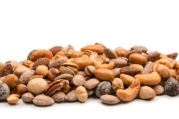 A group of almonds, pistachios, walnuts, macadamia, cashews.