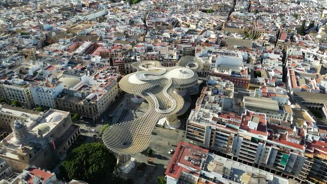 Aerial view of Setas de Seville (Mushrooms of Seville), Andalusia, Spain