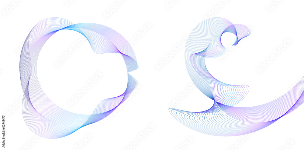 Poster set design element circle. isolated bold vector colors golden ring from. abstract glow wavy stripes 