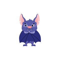 Vector cartoon halloween bat on white background