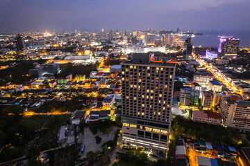 Fototapeta na wymiar Aerial view of Pattaya, Bang Lamung District, Chon Buri, Thailand