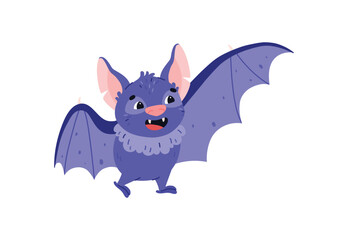Spooky bat cute funny character cartoon flat vector illustration isolated.