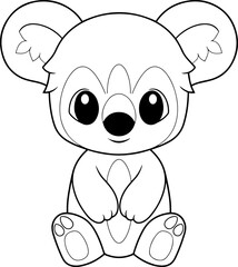 Koala vector illustration. Black and white Koala coloring book or page for children