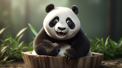 Obraz premium 3d illustration of a funny cute panda