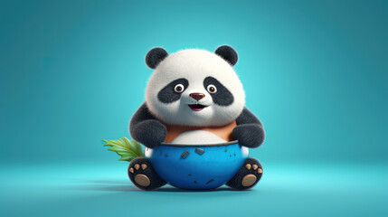 3d illustration of a funny cute panda