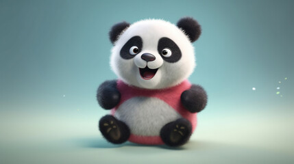 3d illustration of a funny cute panda