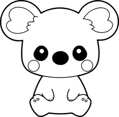 Koala vector illustration. Black and white Koala coloring book or page for children