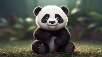 Tuinposter 3d illustration of a funny cute panda © Absent Satu