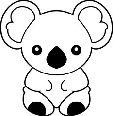 Koala vector illustration. Black and white Koala coloring book or page for children