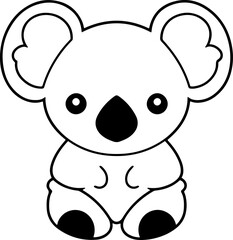 Koala vector illustration. Black and white Koala coloring book or page for children