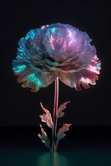 An iridescent crystal carnation. Generative AI