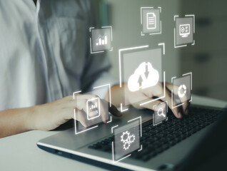global internet concept Cloud Technology, Global Internet Connectivity Application for Business and...