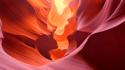 Antelope Canyon's gradient color and lights. Generative ai 
