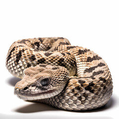 Obraz premium Rattlesnake (Crotalus adamanteus), white background, AI generated