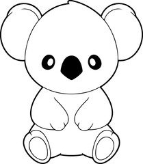 Koala vector illustration. Black and white Koala coloring book or page for children