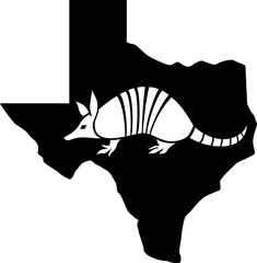 Texas map and armadillo animal PNG illustration