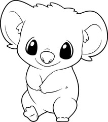 Koala vector illustration. Black and white Koala coloring book or page for children