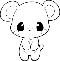 Koala vector illustration. Black and white Koala coloring book or page for children