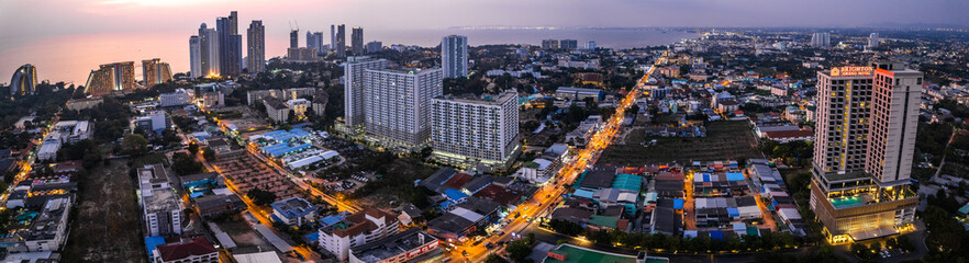 Fototapeta premium Aerial view of Pattaya, Bang Lamung District, Chon Buri, Thailand