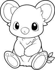 Fototapeta premium Koala vector illustration. Black and white Koala coloring book or page for children