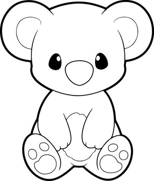 Koala vector illustration. Black and white Koala coloring book or page for children
