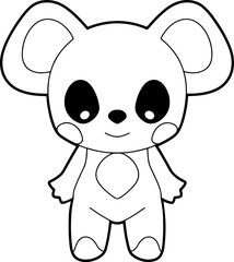 Koala vector illustration. Black and white Koala coloring book or page for children