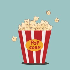 Kawaii illustrations popcorn bucket.