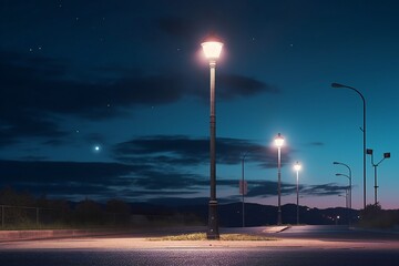 AI Generative. Illuminate the Night with the Power of the Sun: Discover Our Solar-Powered Street Light!