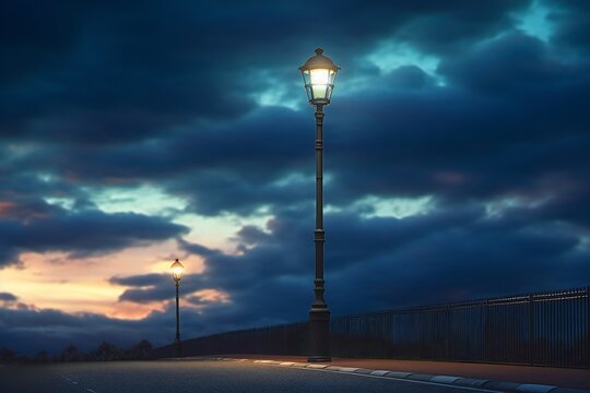 AI Generative. Light up the Night with our Solar-Powered Street Lights: Safe, Sustainable and Secure!