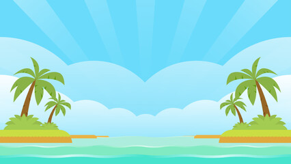 Tropical Beach Vector Background Illustration