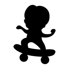 boy logo playing skate board black silhouette style