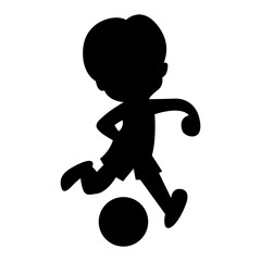 little boy logo playing ball silhouette style