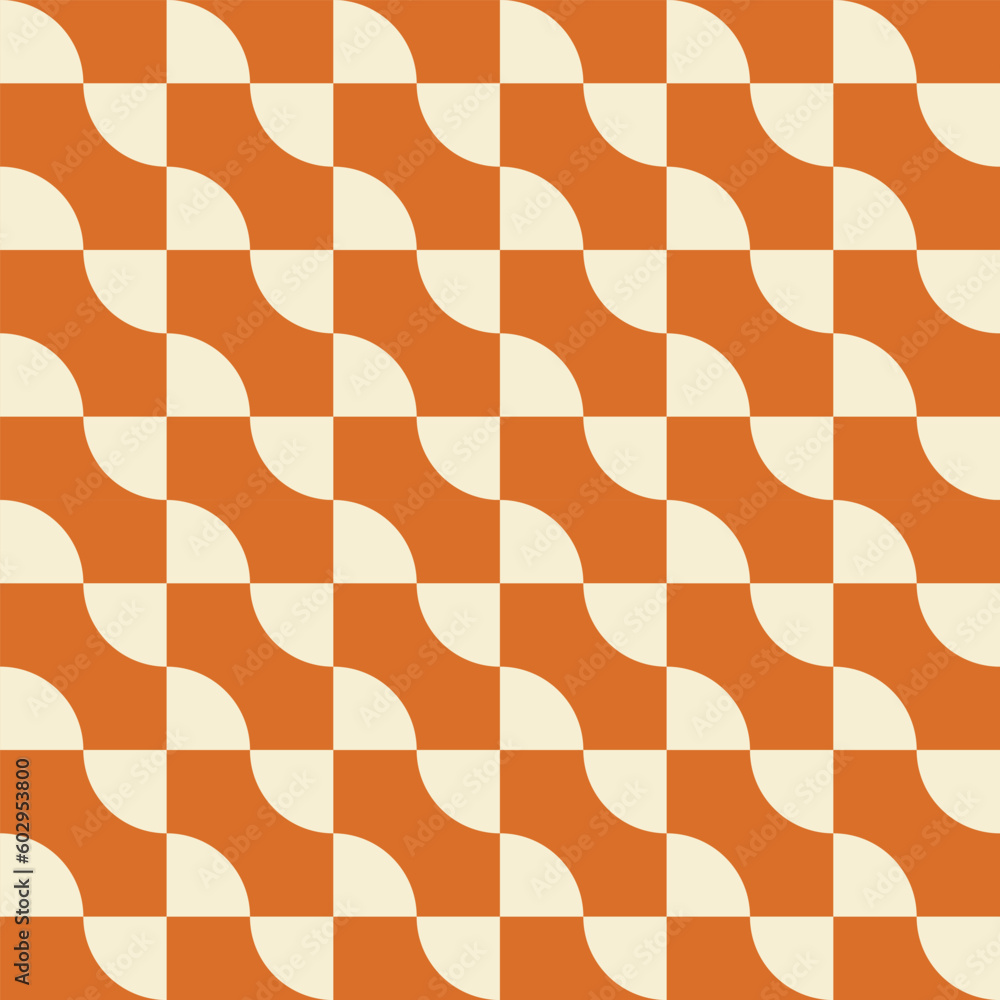 Poster retro geometric aesthetic seamless pattern in style 60s, 70s. minimal monochrome vector print. orang