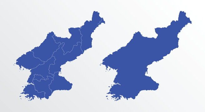 North Korea map vector illustration. blue color on white background