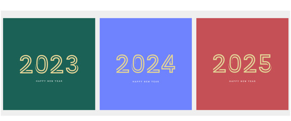 2023, 2024, 2025 logo concept for calendar, poster, flyer, banner.