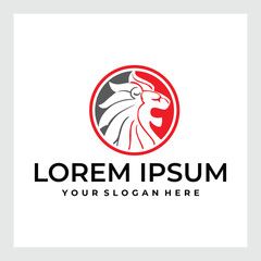 Lion Head Logo.Veactor of Lion Head Logo Design with Line Art Style