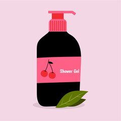 Illustration Shower Gel With Cherry